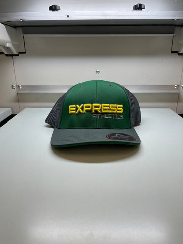 Express Logo 404M Flex Fit Hat: Green & Yellow