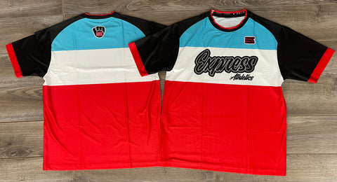 Express Athletics Full Sublimated Jersey: Teal, Red, Black